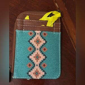 Wrangler Brown Leather Wallet with Yellow Accents